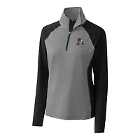 Women's Cutter & Buck Black Arkansas Razorbacks Forge Tonal Stripe Stretch Half-Zip Pullover Top