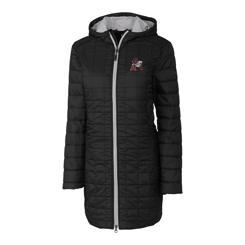 Women's Cutter & Buck Black Arkansas Razorbacks Vault Rainier Primaloft Eco Hooded Long Coat