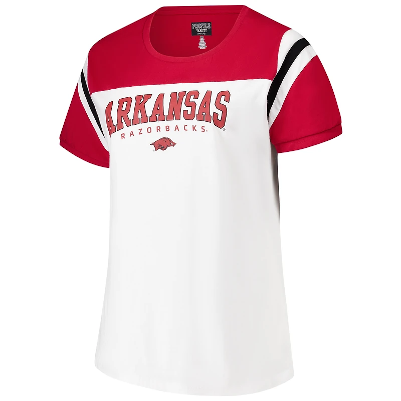 T-shirt Fanatics pour femme blanc Arkansas Razorbacks Winning Gear grande taille