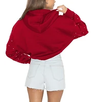 Sweat à capuche court strass Gameday Couture Cardinal Arkansas Razorbacks pour femme