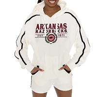 Women's Gameday Couture Cream Arkansas Razorbacks Down, Set, Go Pullover Hoodie and Shorts Set