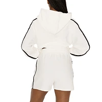 Women's Gameday Couture Cream Arkansas Razorbacks Down, Set, Go Pullover Hoodie and Shorts Set