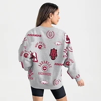 Women's Gameday Couture Gray Arkansas Razorbacks Always on Repeat Fleece Sweatshirt