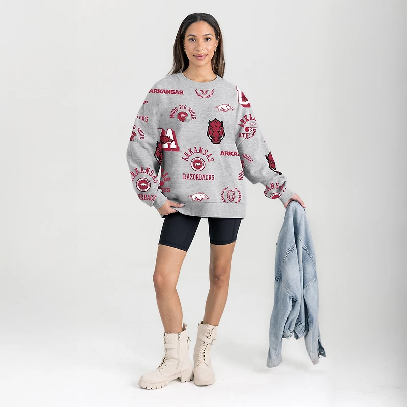 Women's Gameday Couture Gray Arkansas Razorbacks Always on Repeat Fleece Sweatshirt