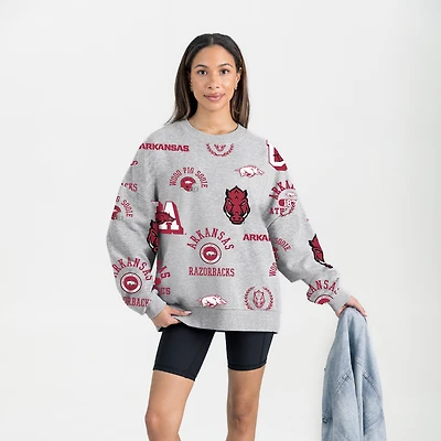 Women's Gameday Couture Gray Arkansas Razorbacks Always on Repeat Fleece Sweatshirt