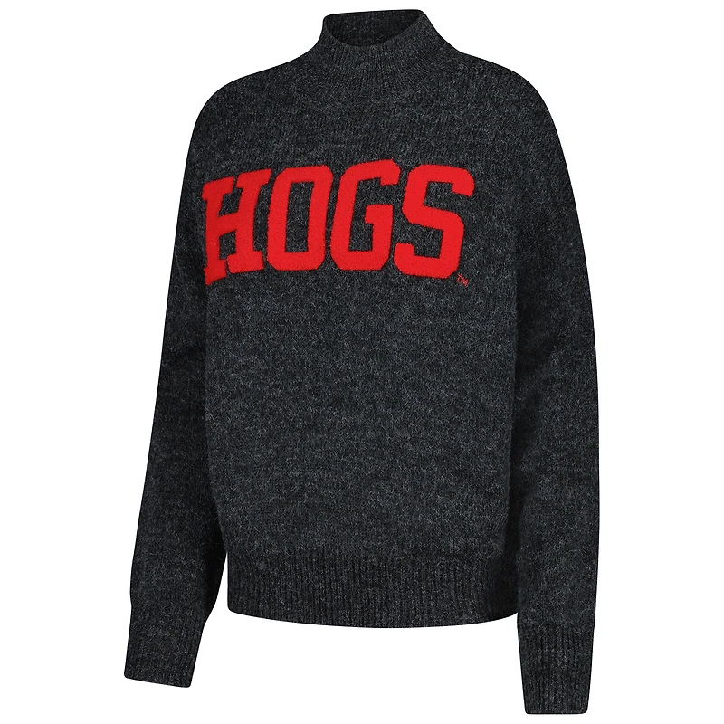 Pull Varsity surdimensionné noir pour femme Gameday Social Arkansas Razorbacks