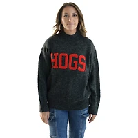 Pull Varsity surdimensionné noir pour femme Gameday Social Arkansas Razorbacks