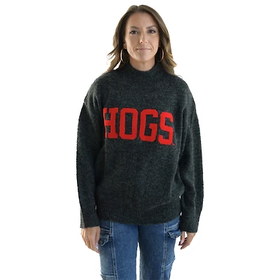 Pull Varsity surdimensionné noir pour femme Gameday Social Arkansas Razorbacks