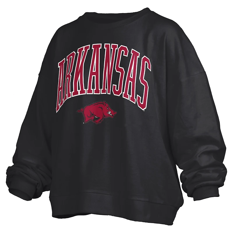 Sweat-shirt Pressbox noir pour femmes, Arkansas Razorbacks, grande taille, Nelson Janise