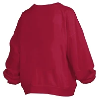 Sweat-shirt surdimensionné à manches longues pour femme, modèle Pressbox Cardinal Arkansas Razorbacks, avec logo Janise Arch Over et longueur la taille