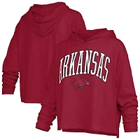 T-shirt à capuche manches longues Pressbox Crimson Arkansas Razorbacks Nelson Arch Over Logo pour femmes