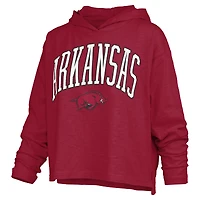 Women's Pressbox  Cardinal Arkansas Razorbacks Nelson Arch Over Logo Long Sleeve Hooded Slub T-Shirt