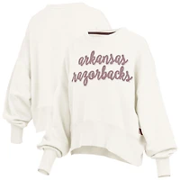 Sweat-shirt oversize pour femme Pressbox Cream Arkansas Razorbacks Chelsea