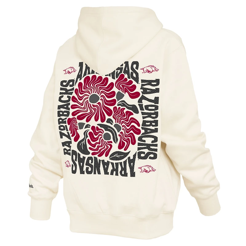 Sweat à capuche crème Pressbox pour femmes, modèle Elena Janise des Arkansas Razorbacks