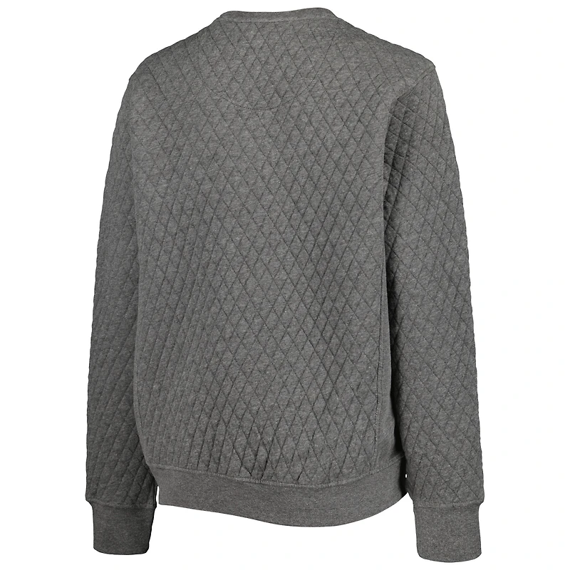 Women's Pressbox Heather Charcoal Arkansas Razorbacks Moose Quilted Pullover Sweatshirt