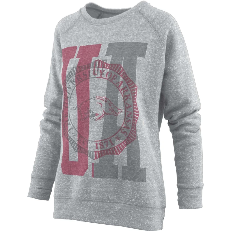 Sweat-shirt raglan Pressbox Heather Grey Arkansas Razorbacks pour femme