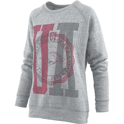 Sweat-shirt raglan Pressbox Heather Grey Arkansas Razorbacks pour femme