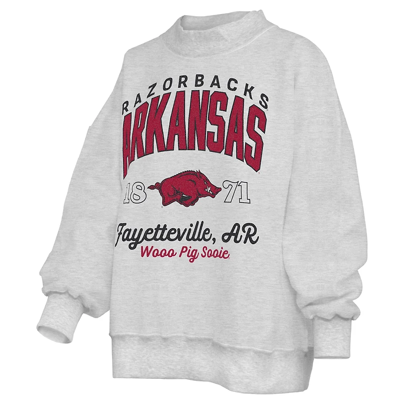 Sweat-shirt réversible Pressbox gris chiné pour femmes, Arkansas Razorbacks