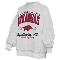 Sweat-shirt réversible Pressbox gris chiné pour femmes, Arkansas Razorbacks
