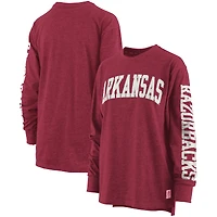Women's Pressbox Heathered Cardinal Arkansas Razorbacks Two-Hit Canyon Long Sleeve T-Shirt