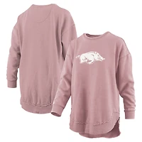 Women's Pressbox Pink Arkansas Razorbacks Poncho Fleece Pullover Sweatshirt