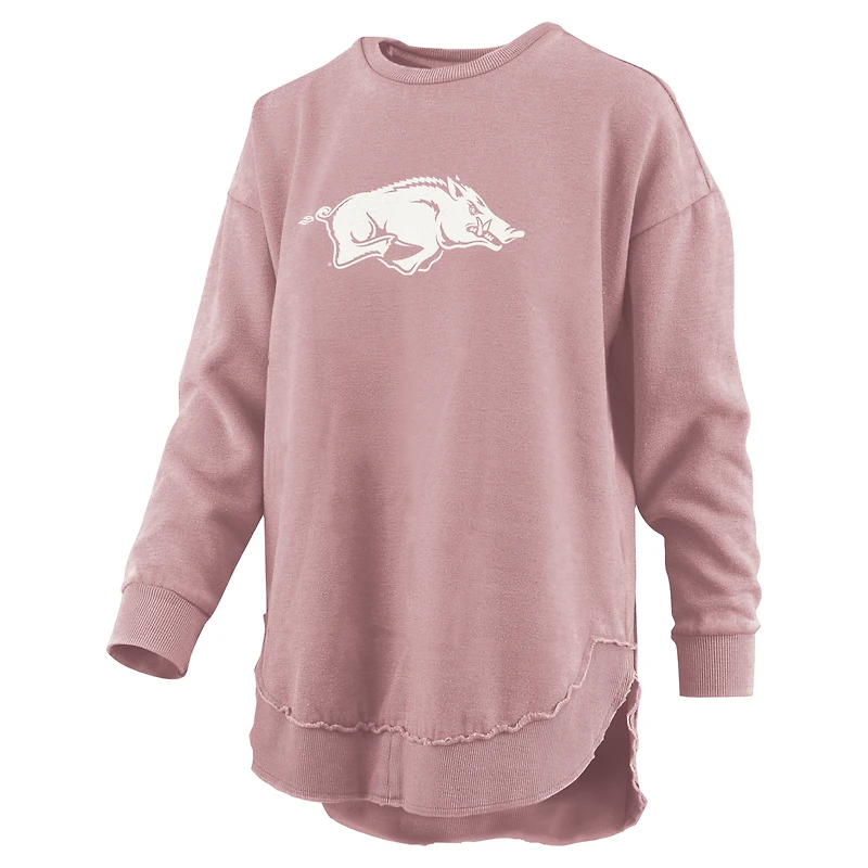 Women's Pressbox Pink Arkansas Razorbacks Poncho Fleece Pullover Sweatshirt