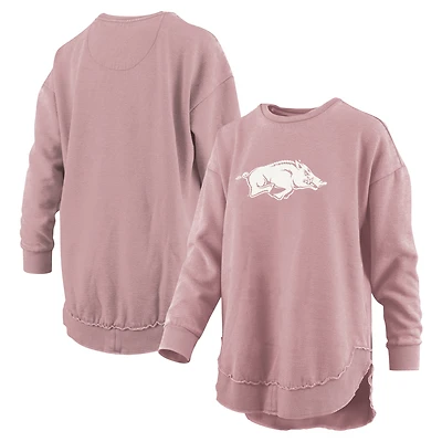 Women's Pressbox Pink Arkansas Razorbacks Poncho Fleece Pullover Sweatshirt