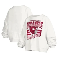 Sweat-shirt surdimensionné à logo rétro Janice des Arkansas Razorbacks pour femme Pressbox White