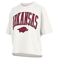 Women's Pressbox Cardinal Arkansas Razorbacks Nelson Arch Over Logo Waist Length Oversized Slub T-Shirt