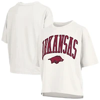Women's Pressbox White Arkansas Razorbacks Plus Nelson Motley Crew Oversized Slub T-Shirt
