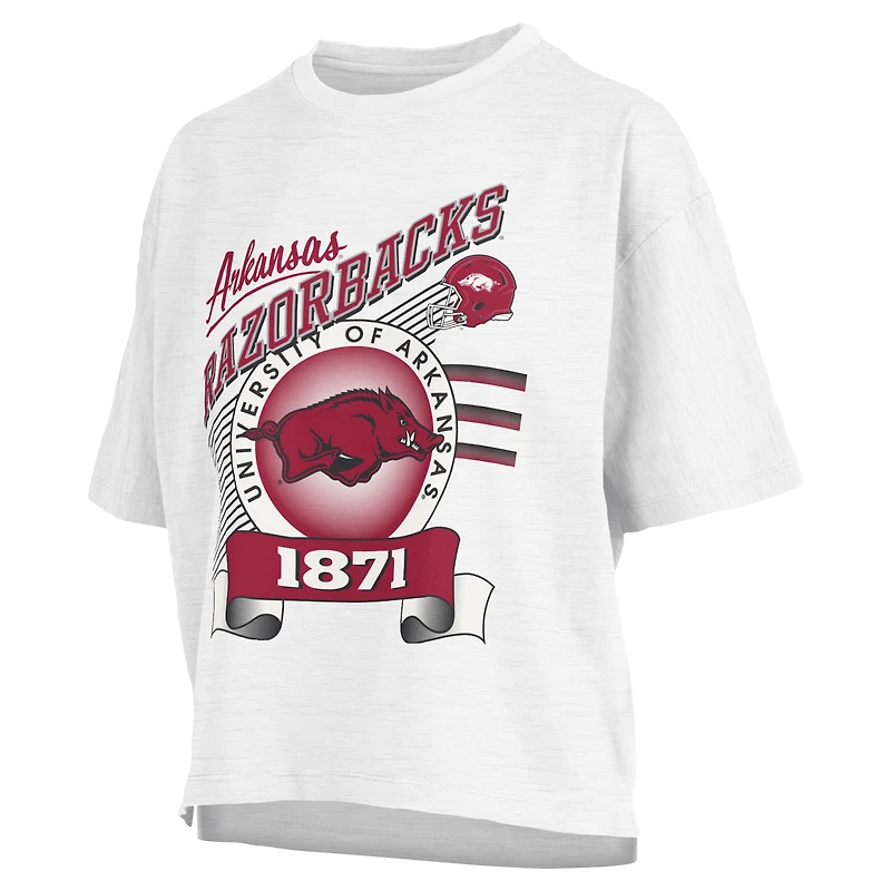 Women's Pressbox White Arkansas Razorbacks Rock & Roll Slub T-Shirt