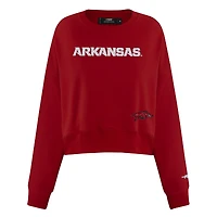Sweat-shirt court à paillettes Pro Standard Cardinal Arkansas Razorbacks pour femme