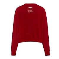 Sweat-shirt court à paillettes Pro Standard Cardinal Arkansas Razorbacks pour femme