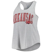 Profil pour femme Gris chiné Arkansas Razorbacks Arch Logo Débardeur à dos nageur et encolure dégagée