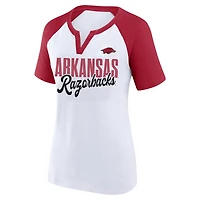 Women's Profile White/Cardinal Arkansas Razorbacks Plus Best Squad Shimmer Raglan Notch Neck T-Shirt