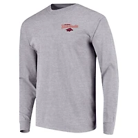 T-shirt gris à manches longues avec script rétro des Razorbacks de l'Arkansas pour jeunes