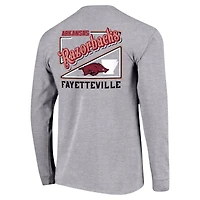 T-shirt gris à manches longues avec script rétro des Razorbacks de l'Arkansas pour jeunes