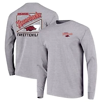 T-shirt gris à manches longues avec script rétro des Razorbacks de l'Arkansas pour jeunes