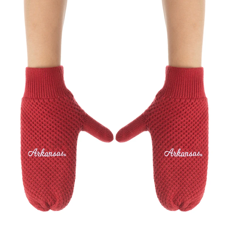 ZooZatz Arkansas Razorbacks Knit Bow Headband & Mittens Bundle