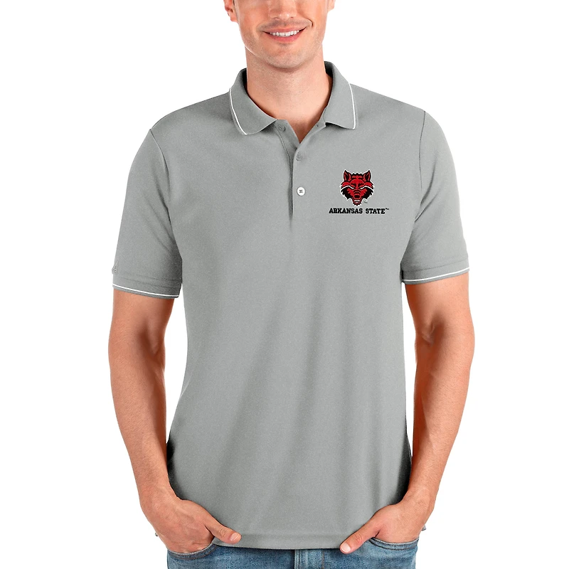 Polo gris Antigua pour homme, Arkansas State Red Wolves Affluent