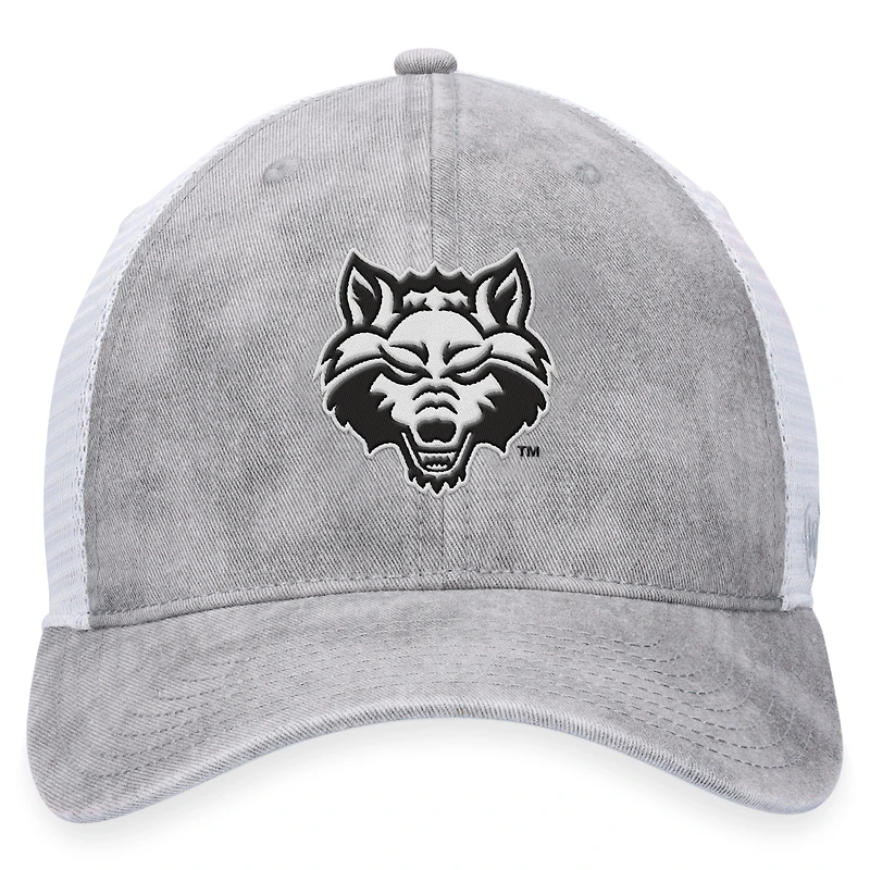 Casquette réglable Top of the World pour hommes, gris/blanc, Arkansas State Red Wolves, Slate Trucker