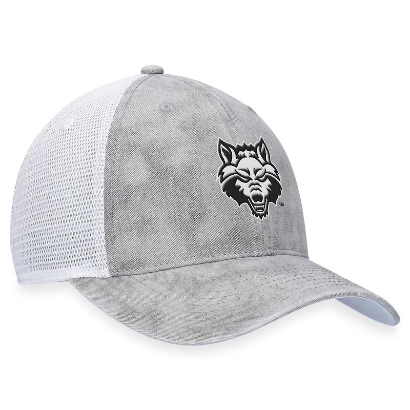 Casquette réglable Top of the World pour hommes, gris/blanc, Arkansas State Red Wolves, Slate Trucker