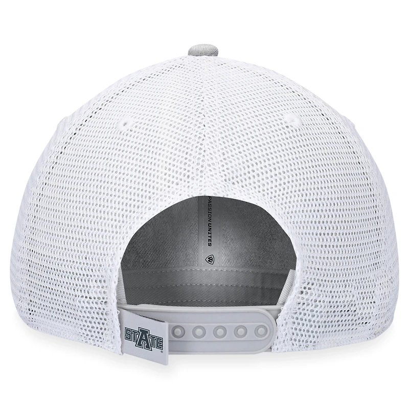 Casquette réglable Top of the World pour hommes, gris/blanc, Arkansas State Red Wolves, Slate Trucker