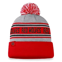 Bonnet en tricot à revers glacial pour hommes Top of the World gris chiné Arkansas State Red Wolves avec pompon