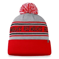 Bonnet en tricot à revers glacial pour hommes Top of the World gris chiné Arkansas State Red Wolves avec pompon
