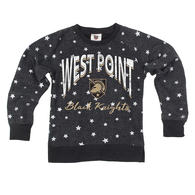 Girls Youth Wes & Willy  Black Army Knights Shimmer Star Reverse Sweatshirt