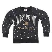 Girls Youth Wes & Willy  Black Army Knights Shimmer Star Reverse Sweatshirt