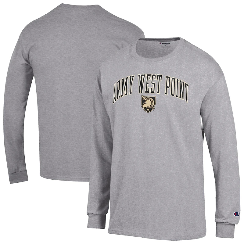 T-shirt à manches longues pour homme Champion Heather Grey Army Black Knights Arch Over Logo