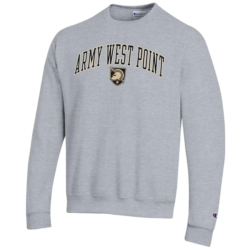 Sweat-shirt à capuche Champion Heather Grey Army Black Knights pour homme avec logo Arch Over