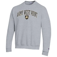 Sweat-shirt à capuche Champion Heather Grey Army Black Knights pour homme avec logo Arch Over